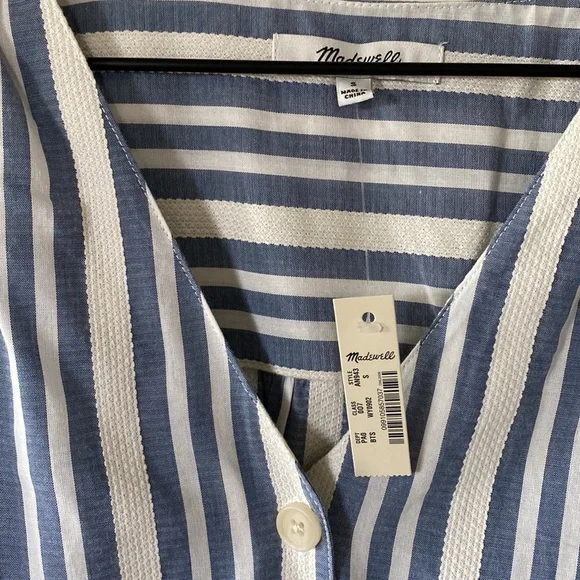 Madewell Plaza Button-Front Shirt in Blue Stripe - Picture 7 of 9